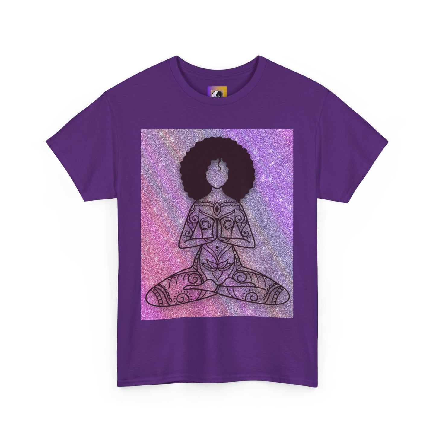Meditative Spirit Unisex Heavy Cotton Tee - Yoga Lover Gift, Abstract Art Shirt, Mindfulness T-Shirt, Boho Style Top, Self-Care Apparel