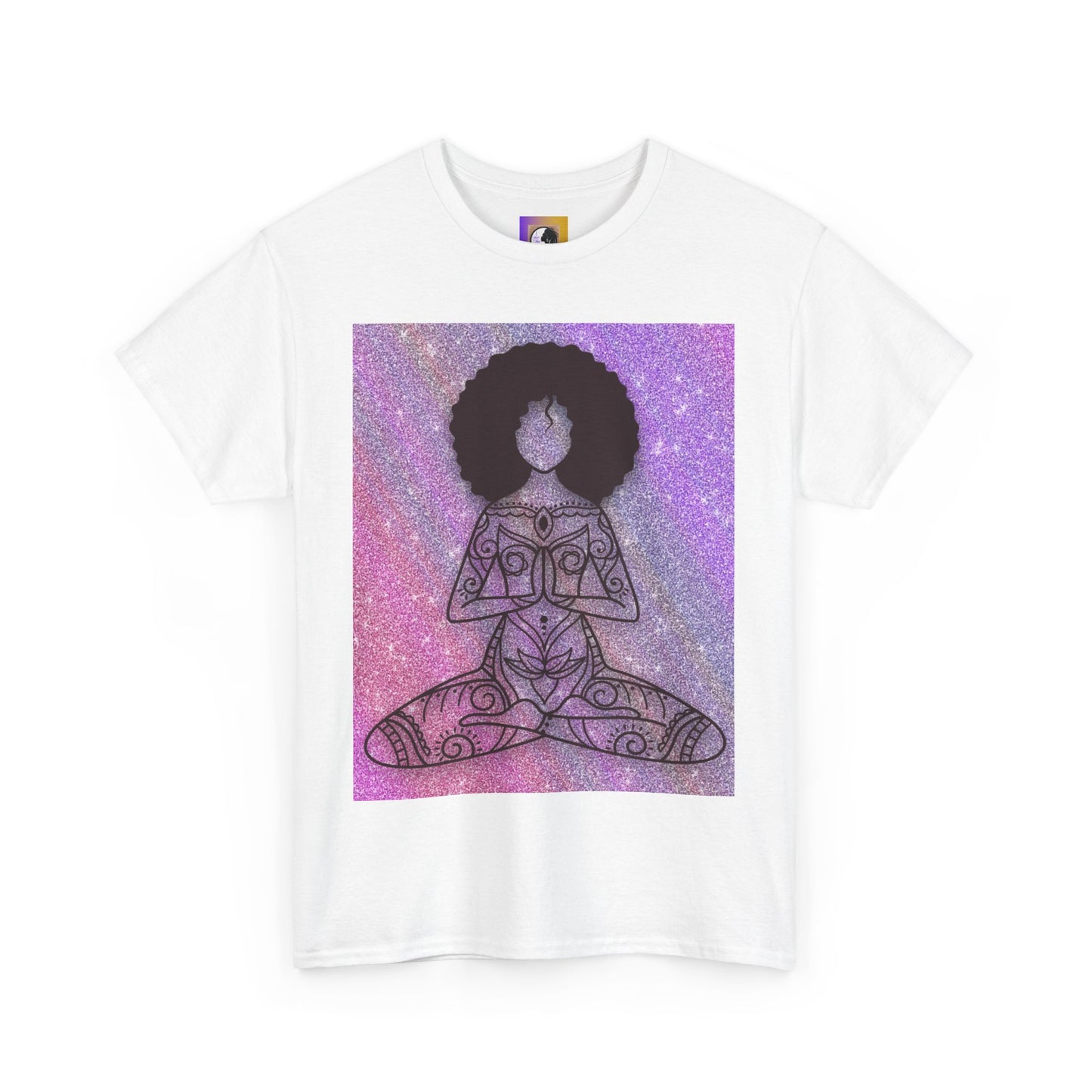 Meditative Spirit Unisex Heavy Cotton Tee - Yoga Lover Gift, Abstract Art Shirt, Mindfulness T-Shirt, Boho Style Top, Self-Care Apparel